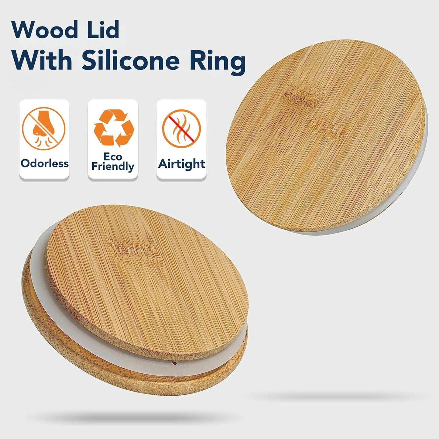 Circular Airtight Glass Spice Jar with Bamboo Lid –220ml