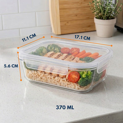 Borosilicate Glass Lunch Box with Leak-Proof Lid (Single Compartment)