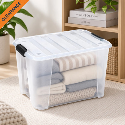 StacPro Heavy-Duty Rolling Storage Box — Clear View, Stackable, Smooth-Roll Wheels