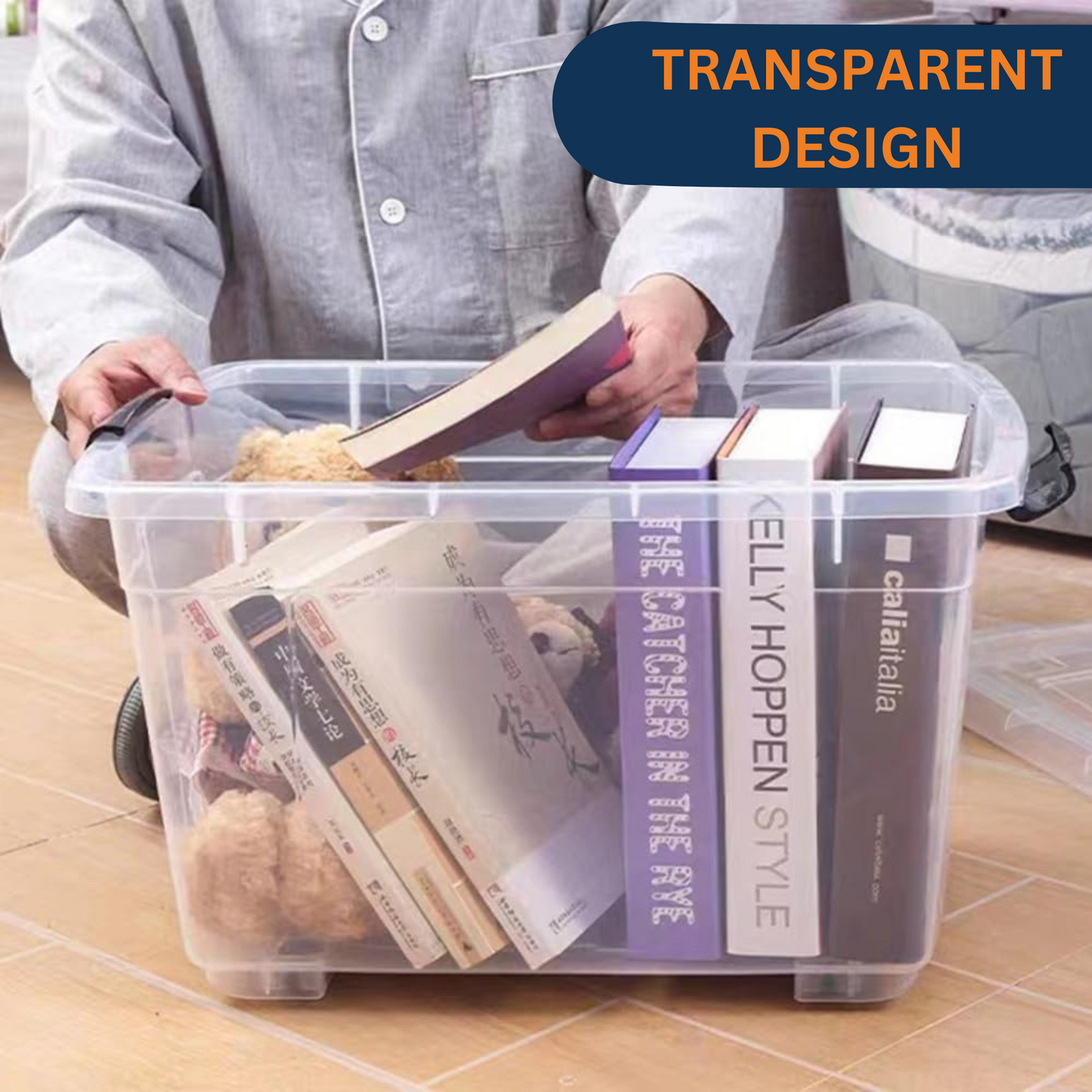 Rolling Storage Box with Lid and Wheels- Extra Large, 70 LITRE