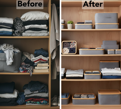 Foldable Wardrobe Organizer - 4-Compartment