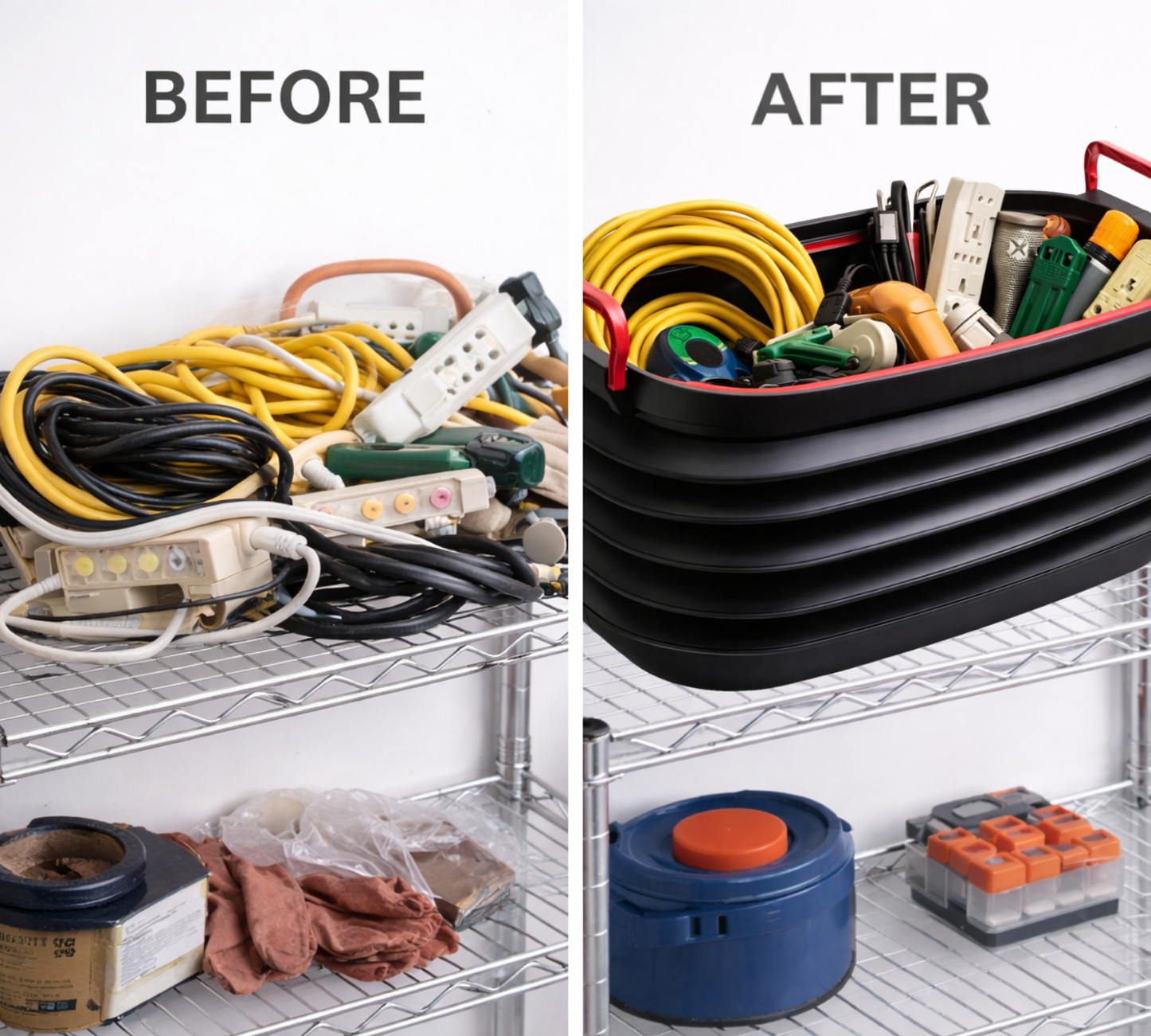 Heavy-Duty Collapsible Pop-up Utility Bin with Lids and Grip Handles