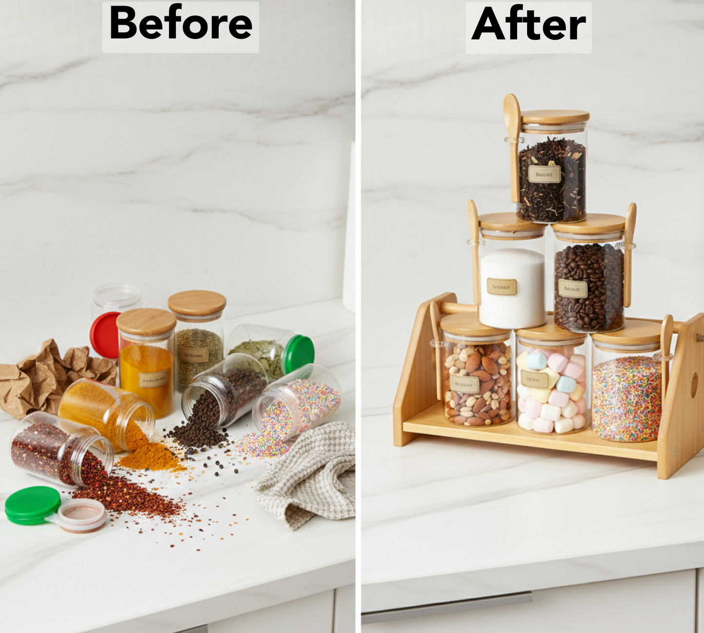 Airtight Glass Jar with Bamboo Lid & Spoon – 850ml