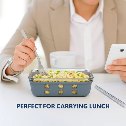 StacPro Griplok Borosilicate Glass Lunch Box – Glacier Blue | Leakproof Grip-Lock Lid & Silicone Sleeve
