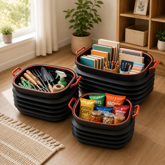 StacPro Collapsible Pop-Up Storage Bin — 18, 37 & 60L | Lid & Handles | Laundry, Toys, Travel, Camping | Lightweight, Dustproof