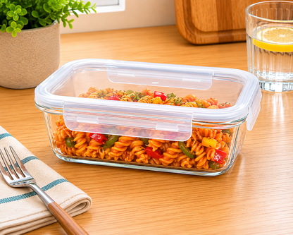 Borosilicate Glass Lunch Box with Leak-Proof Lid (Single Compartment)