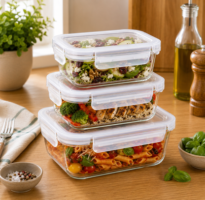 Borosilicate Glass Lunch Box with Leak-Proof Lid (Single Compartment)