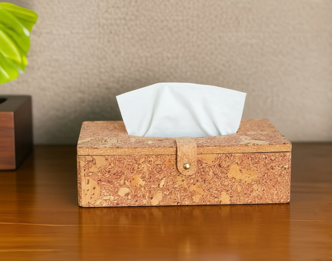 Cork Tissue Box Holder