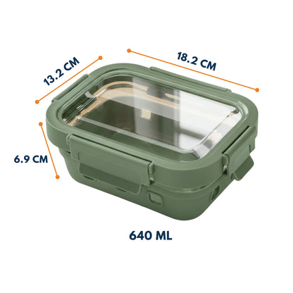 StacPro Griplok Borosilicate Glass Lunch Box – Forest Green | Leakproof Lid & Silicone Sleeve