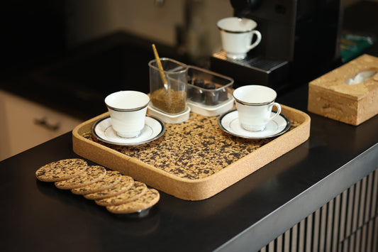 Cork Rectangular Round Edges Serving Tray