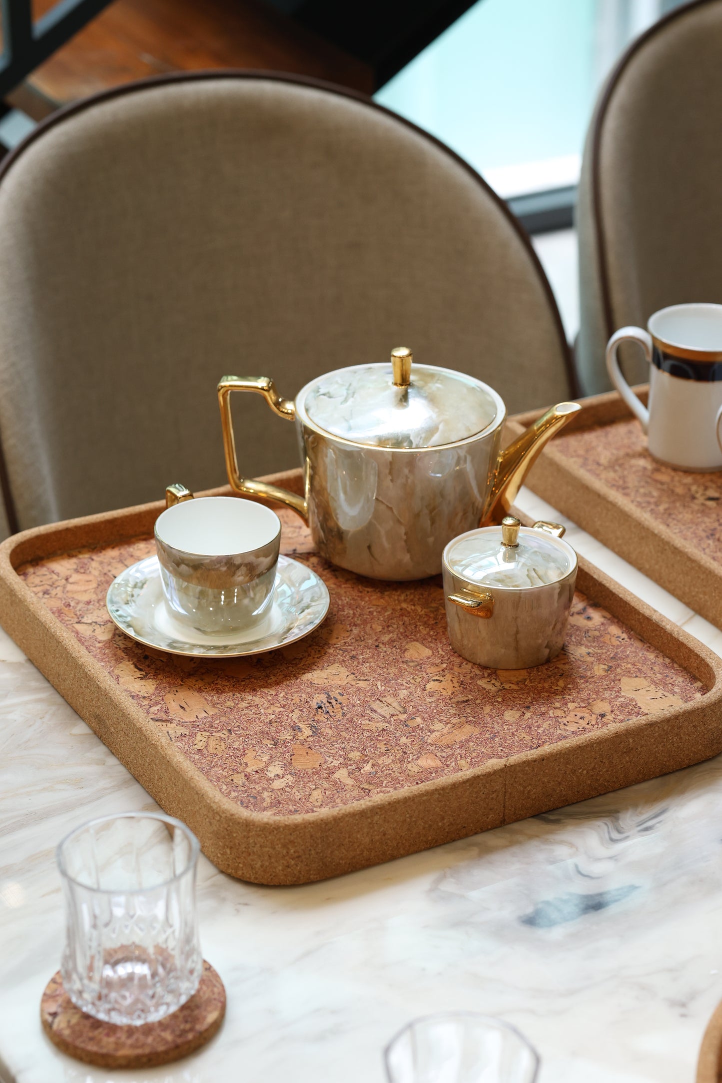 Cork Rectangular Round Edges Serving Tray