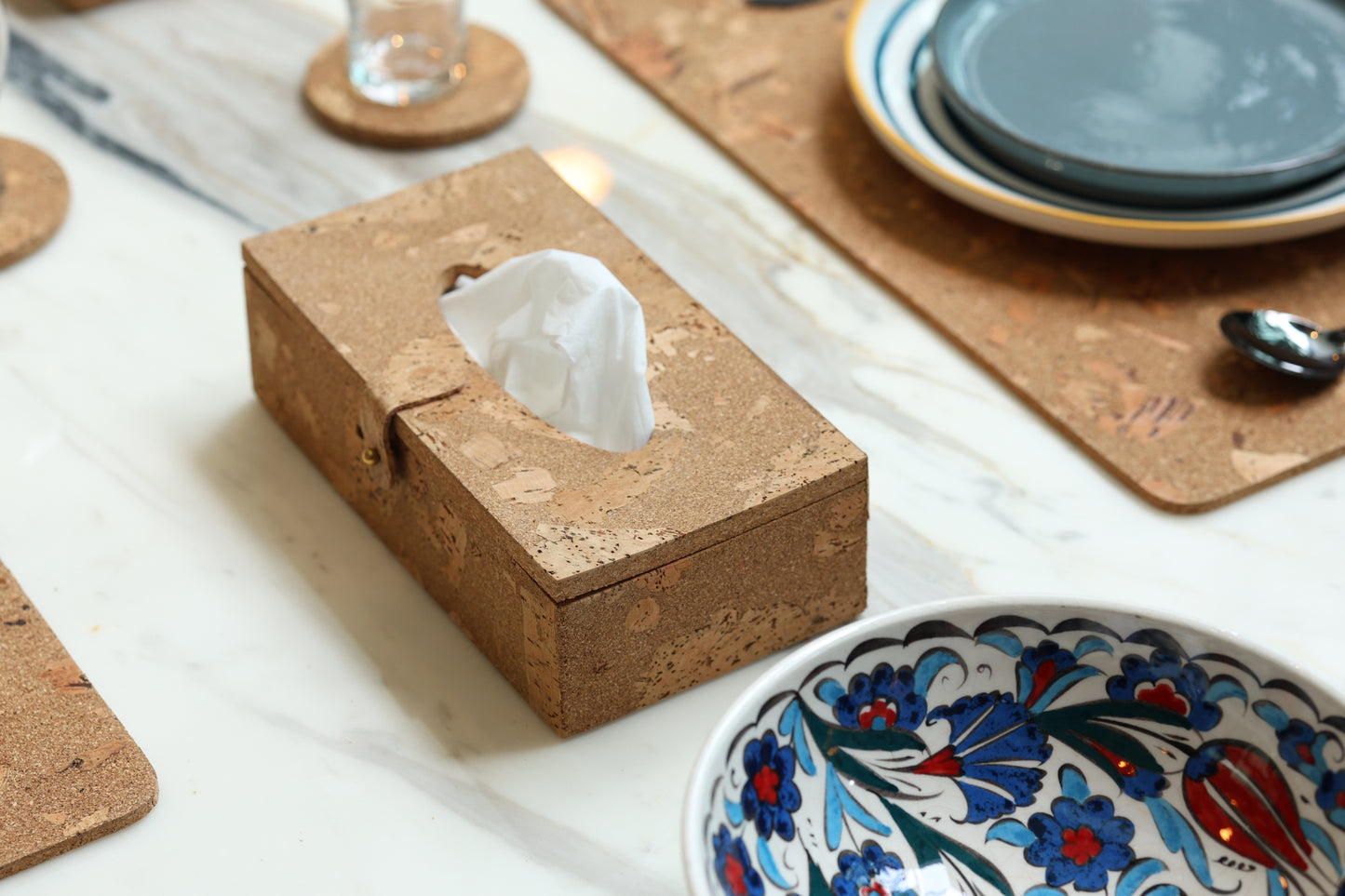 Cork Tissue Box Holder