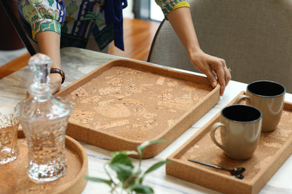 Cork Rectangular Round Edges Serving Tray