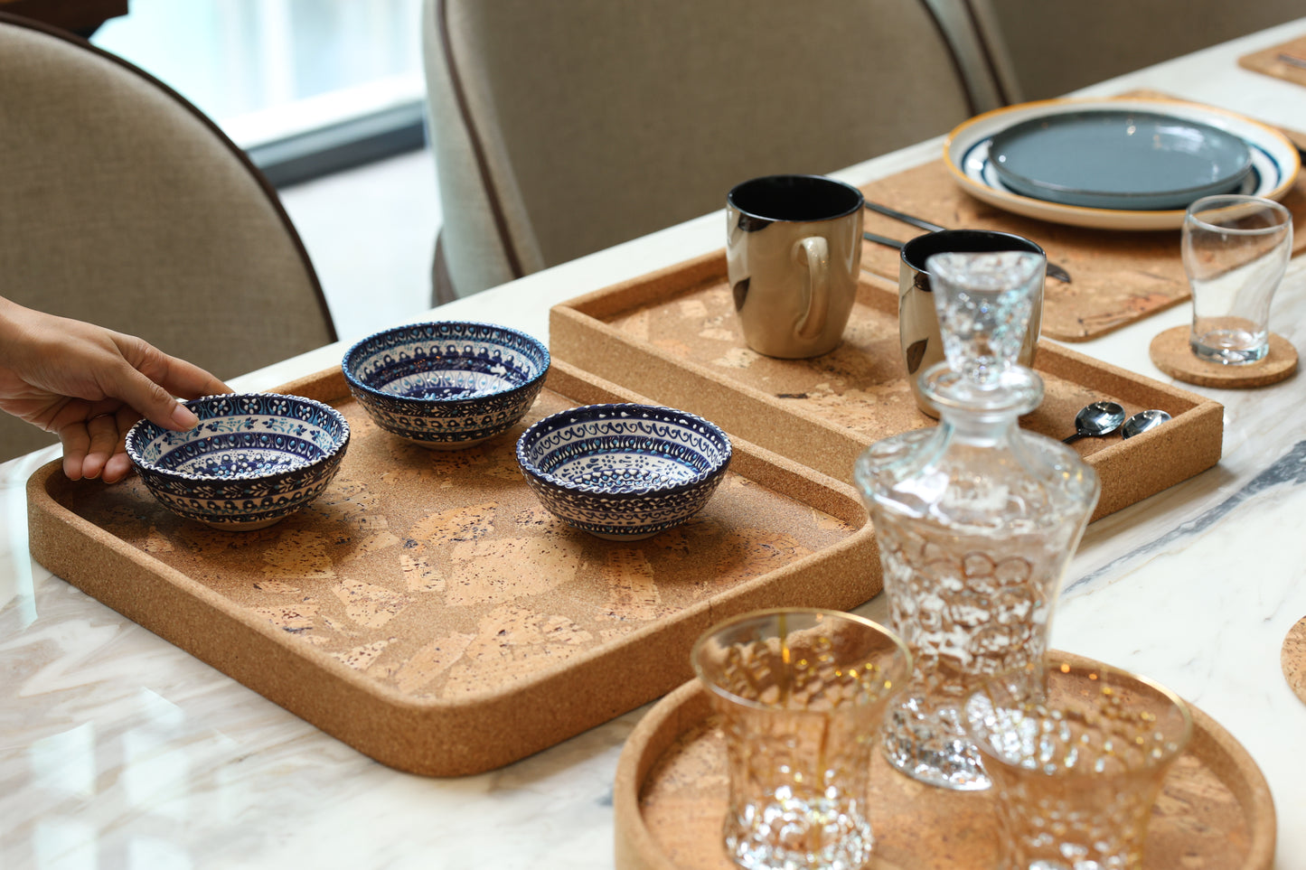 Cork Rectangular Round Edges Serving Tray