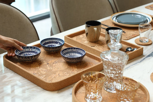 Cork Rectangular Round Edges Serving Tray