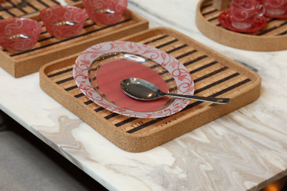 Cork Rectangular Round Edges Serving Tray