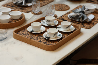 Cork Rectangular Round Edges Serving Tray
