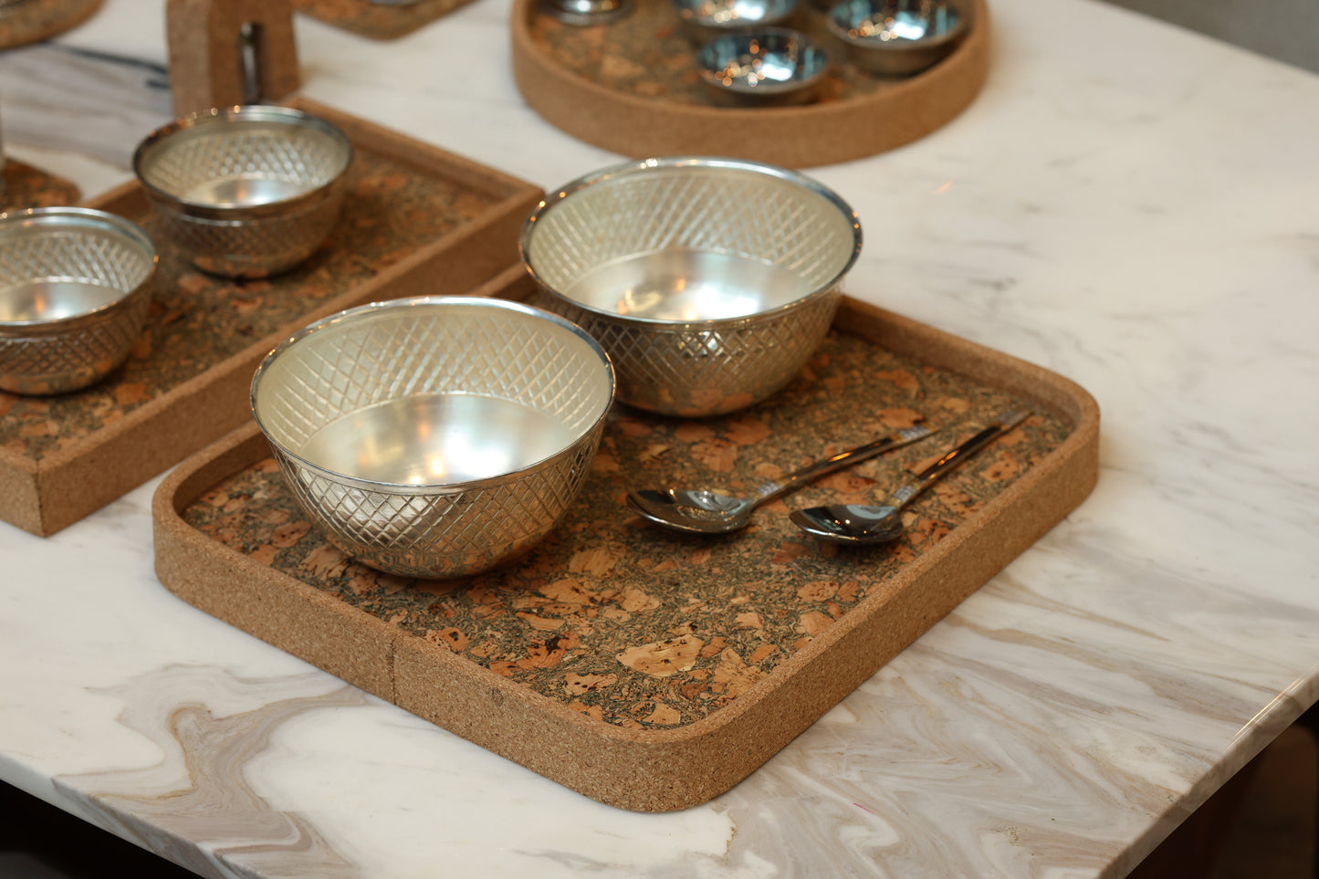 Cork Rectangular Round Edges Serving Tray