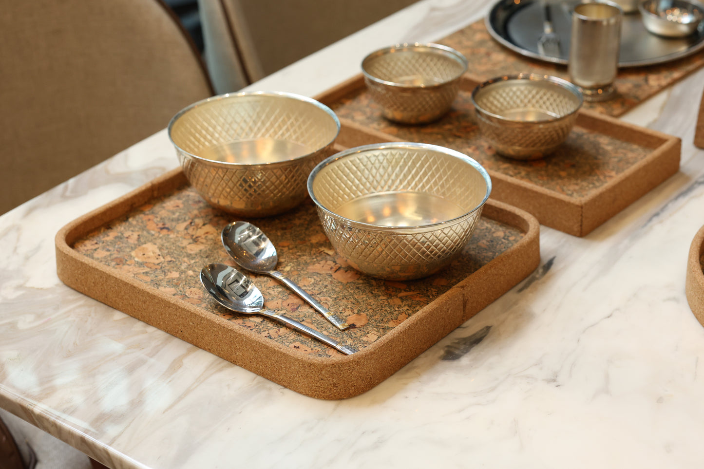 Cork Rectangular Round Edges Serving Tray