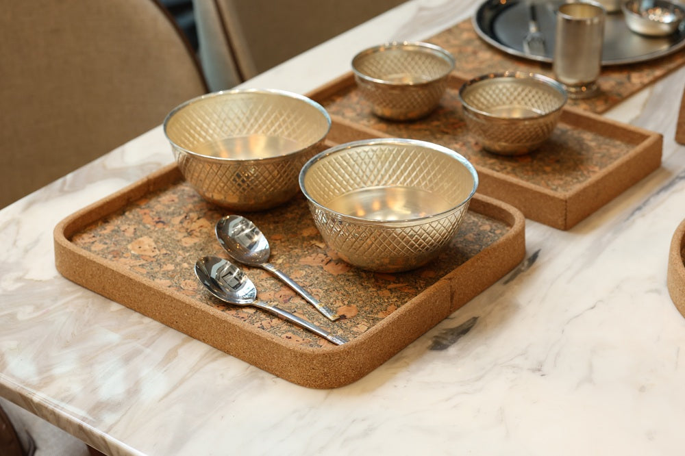 Cork Rectangular Round Edges Serving Tray