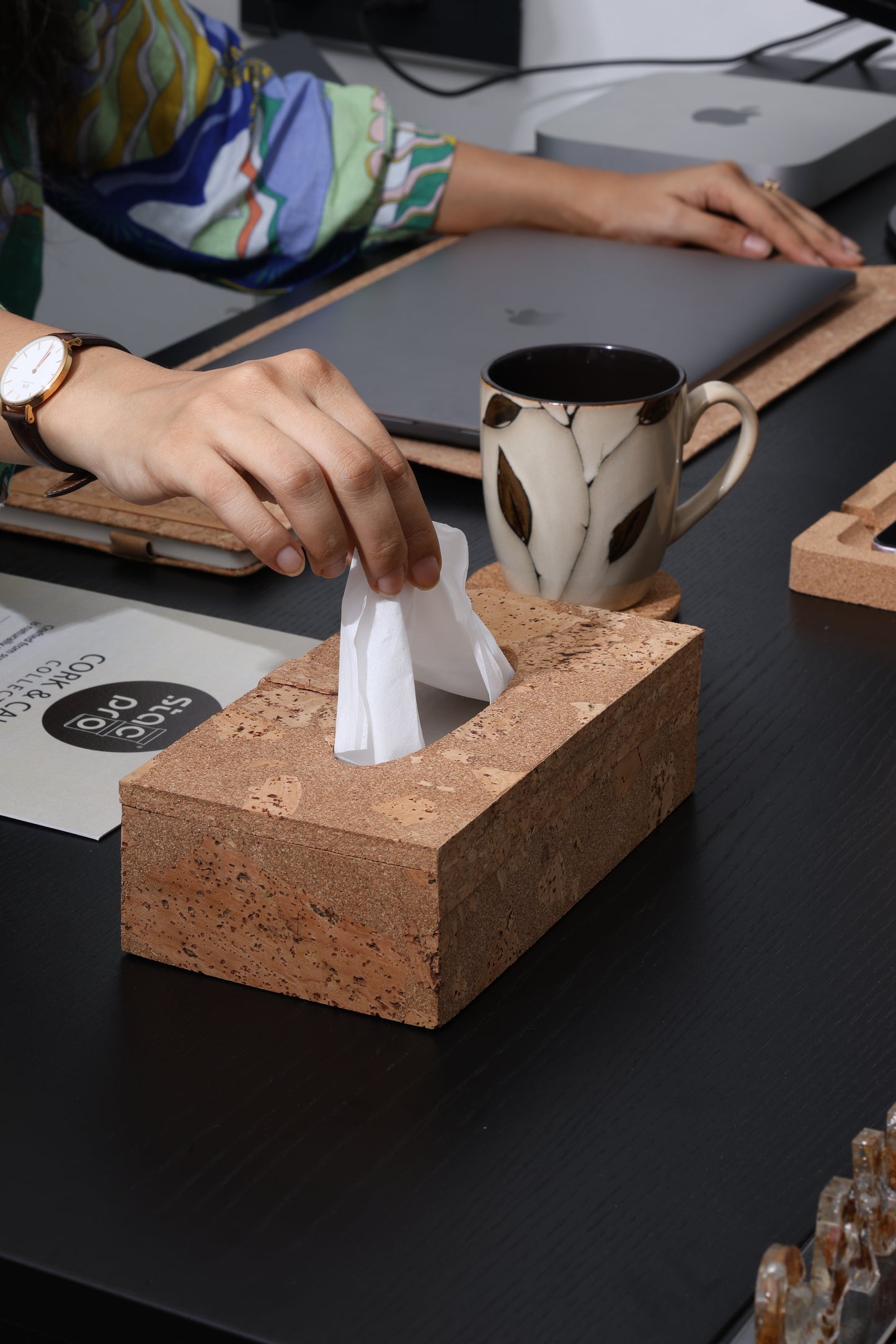 Cork Tissue Box Holder