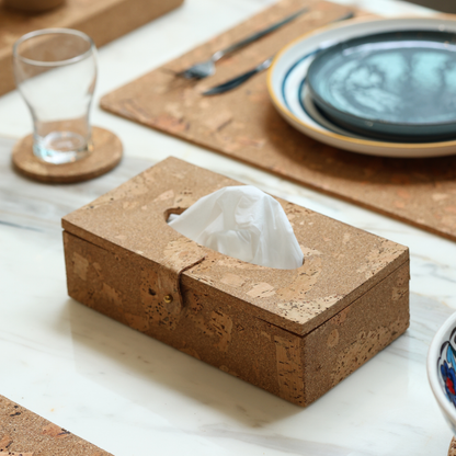 Cork Tissue Box Holder