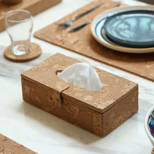 Cork Tissue Box Holder