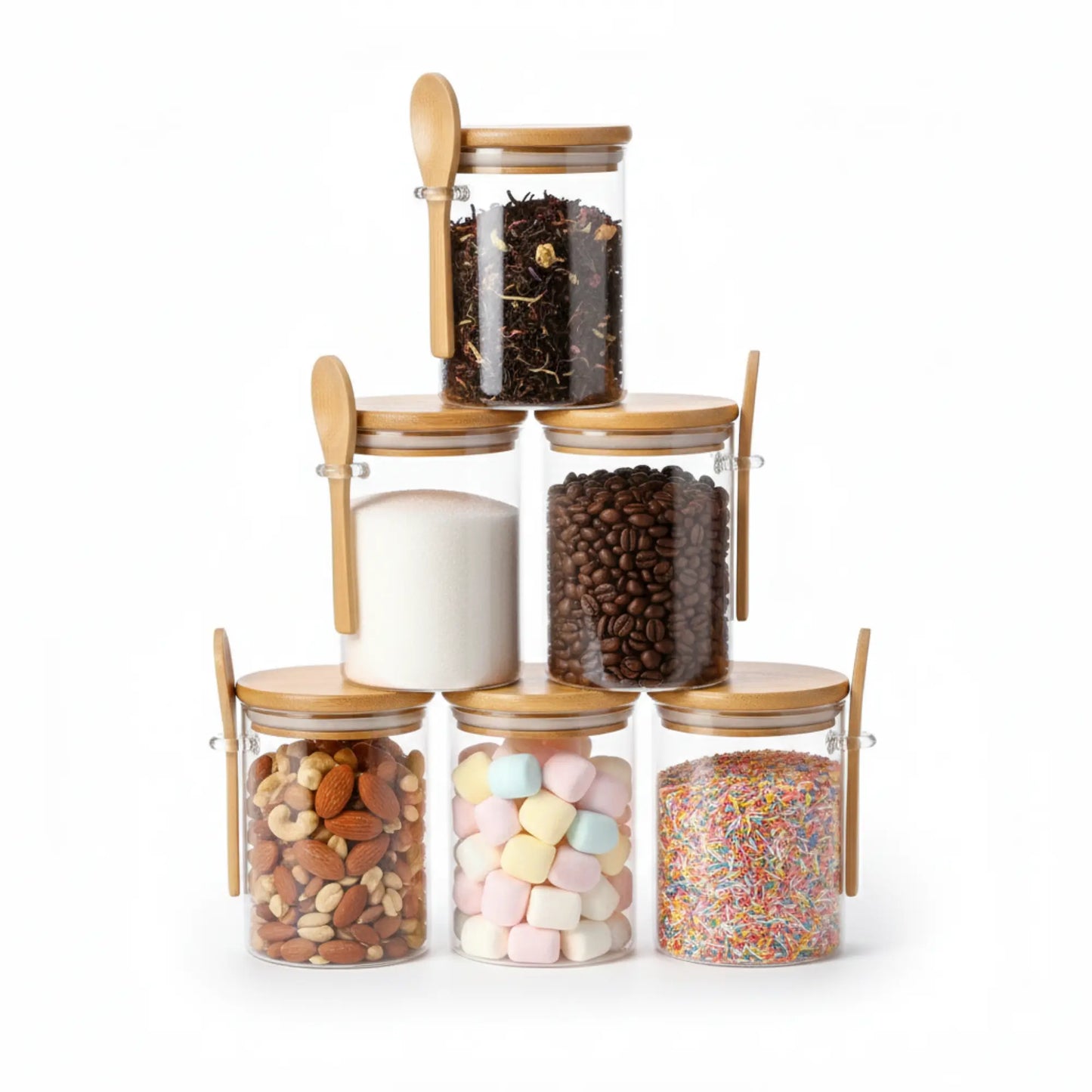 Airtight Glass Jar with Bamboo Lid & Spoon – 500ml