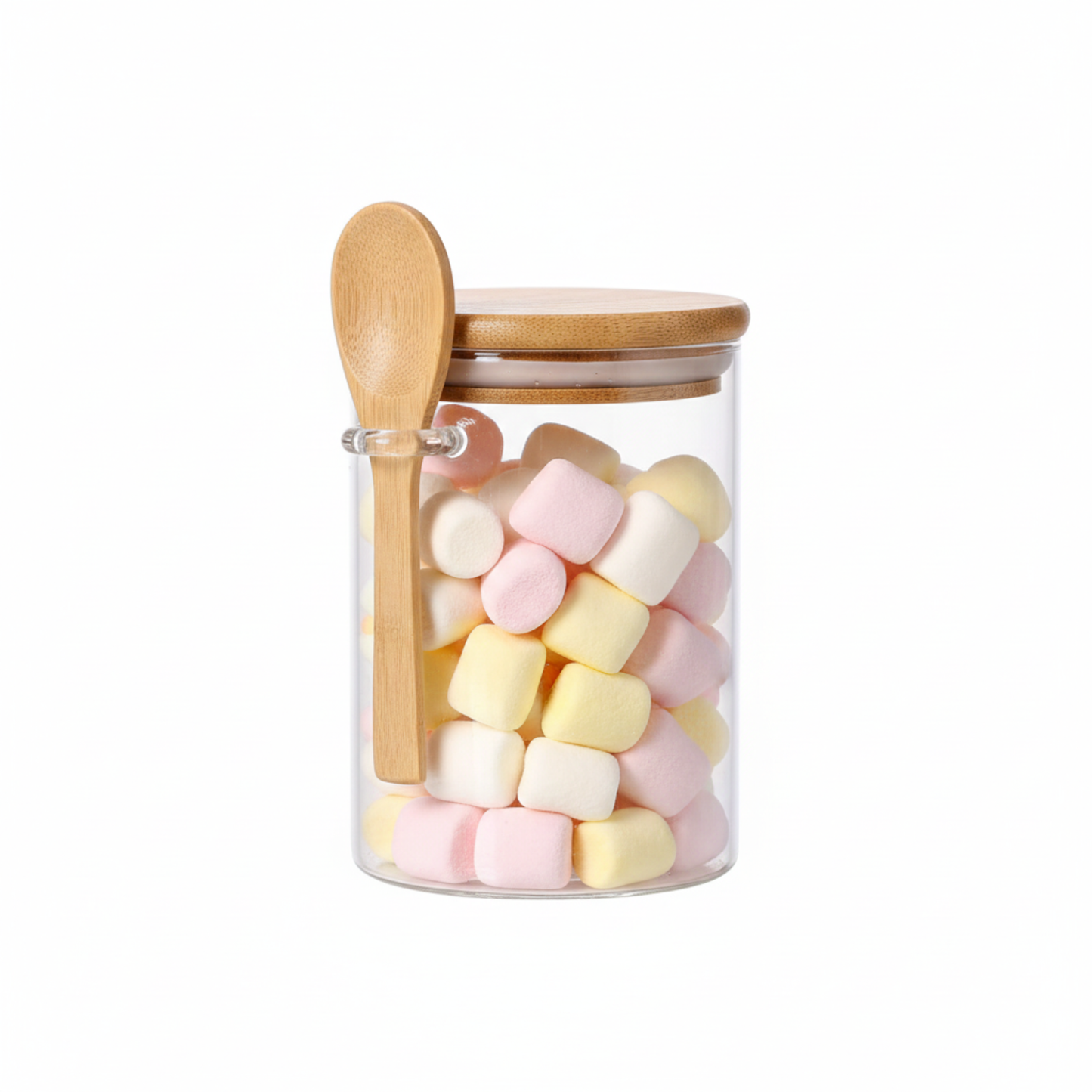 Airtight Glass Jar with Bamboo Lid & Spoon – 500ml