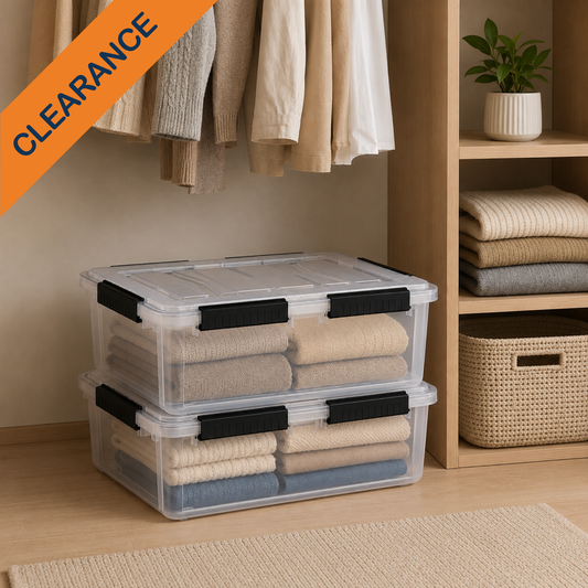StacPro Waterproof Clear Storage Box — 32L | Secure Locking Lid, Heavy-Duty | Dustproof & Waterproof for Home, Garage & Monsoon Storage