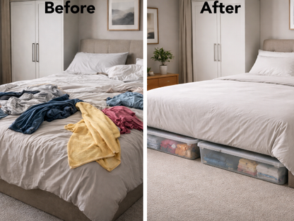 Under Bed Storage Box with Secure Locking Lid & Wheels - 35 Litre