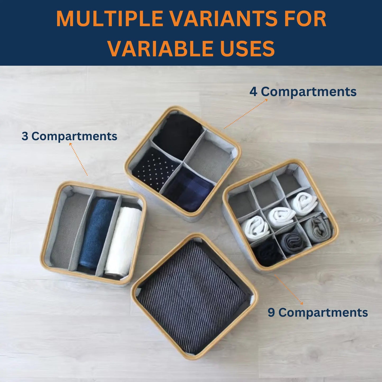 Foldable Wardrobe Organizer - 3-Compartment