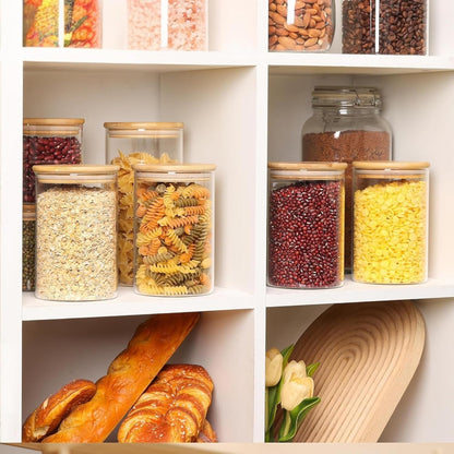 Circular Airtight Glass Spice Jar with Bamboo Lid – 1000ml