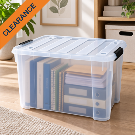 StacPro Heavy-Duty Rolling Storage Box — 32L | Clear View, Stackable, Smooth-Roll Wheels