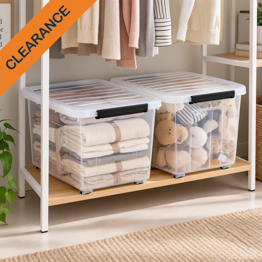 StacPro Heavy-Duty Rolling Storage Box — 52L | Clear View, Stackable, Smooth-Roll Wheels
