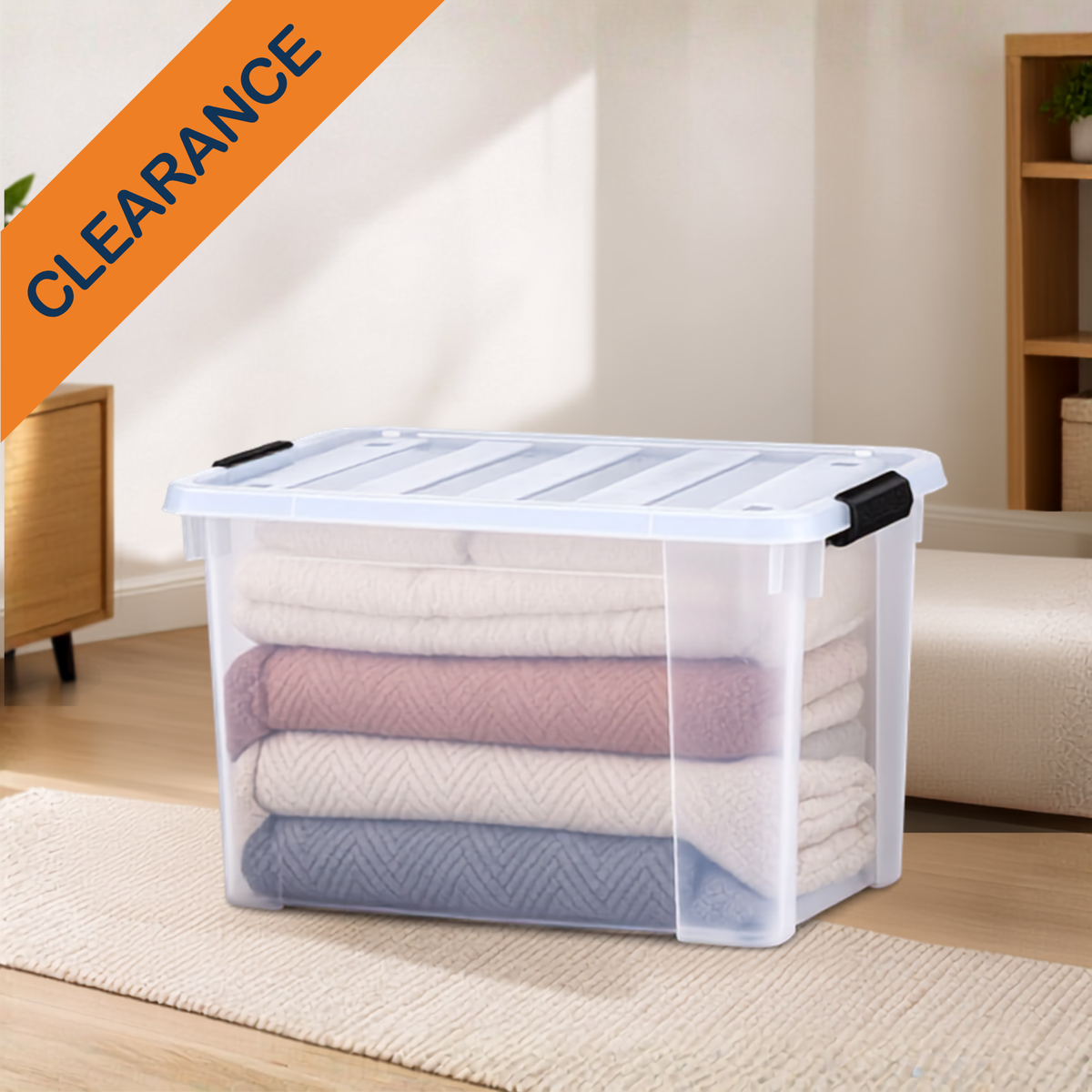 StacPro Heavy-Duty Rolling Storage Box — 70L | Clear View, Stackable, Smooth-Roll Wheels