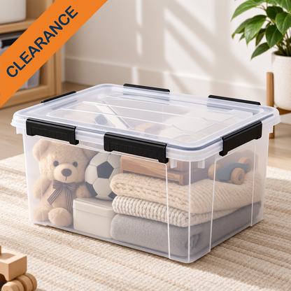 StacPro Waterproof Clear Storage Box — 52L | Secure Locking Lid, Heavy-Duty | Dustproof & Waterproof for Home, Garage & Monsoon Storage