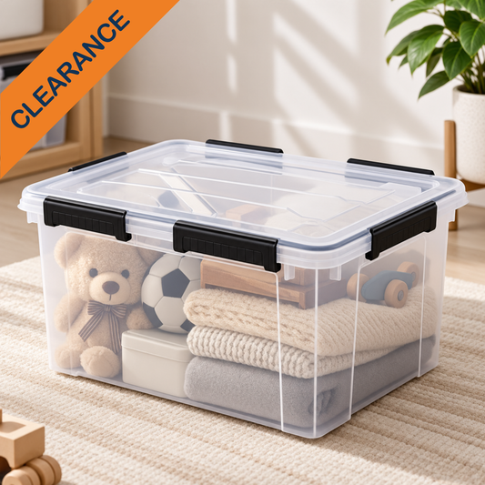 StacPro Waterproof Clear Storage Box — 52L | Secure Locking Lid, Heavy-Duty | Dustproof & Waterproof for Home, Garage & Monsoon Storage