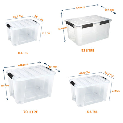 StacPro Heavy-Duty Rolling Storage Box — Clear View, Stackable, Smooth-Roll Wheels