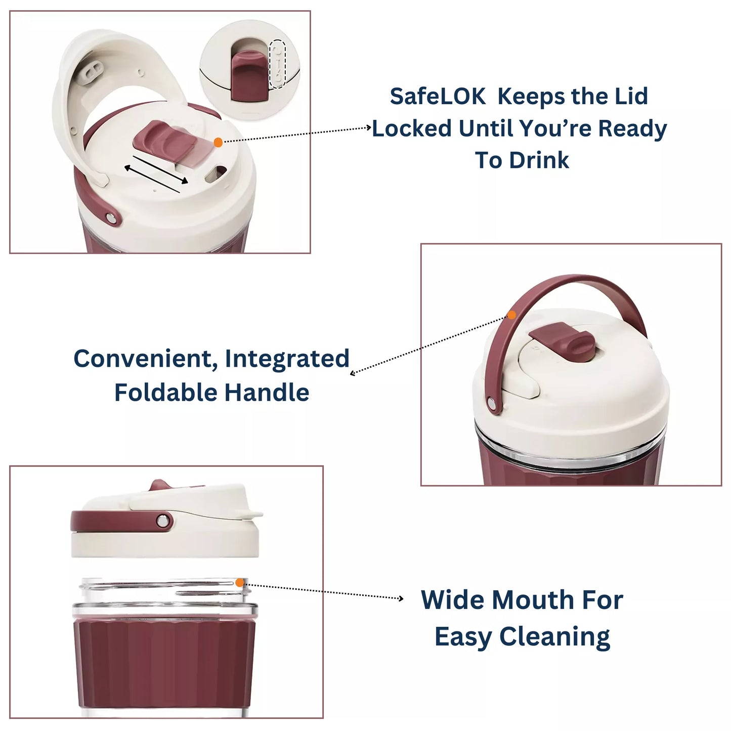 SUPERB Coffee Tumbler with Strainer - 360 ml, Milk Chocolate