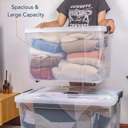 Rolling Storage Box with Lid and Wheels- Large, 52 LITRE