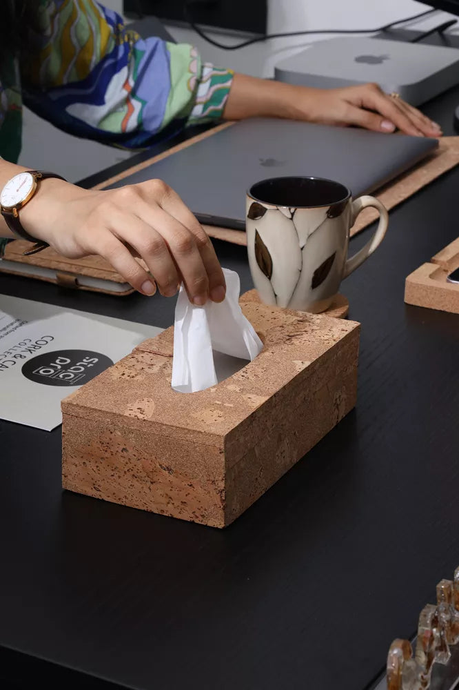 Cork Tissue Box Holder