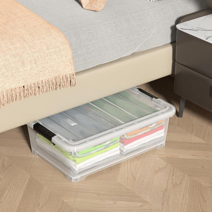 Under Bed Storage Box with Secure Locking Lid & Wheels - 35 Litre