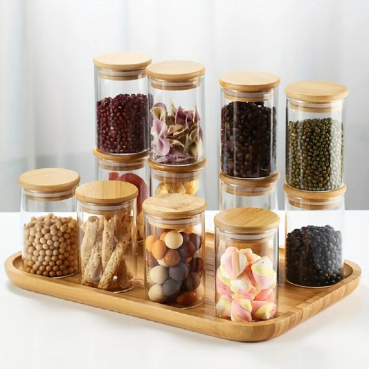 StacPro Airtight Round Glass Spice Jar with Bamboo Lid – 280ml | Moisture-Proof, Stackable