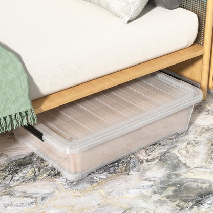 Under Bed Storage Box with Secure Locking Lid & Wheels - 35 Litre