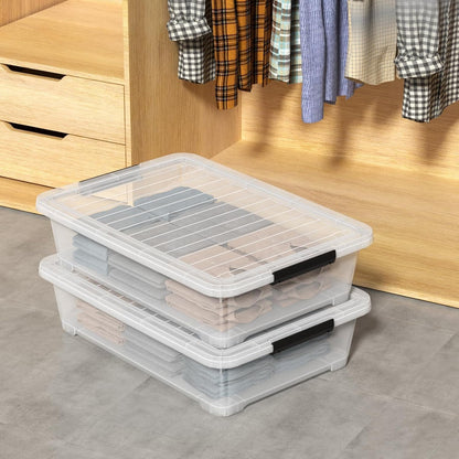 Under Bed Storage Box with Secure Locking Lid & Wheels - 35 Litre