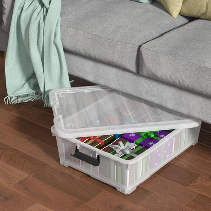 StacPro Under-Bed Rolling Storage Box — 35L | Slim Design, Secure Locking Lid, Smooth Wheels | Clear, Dustproof