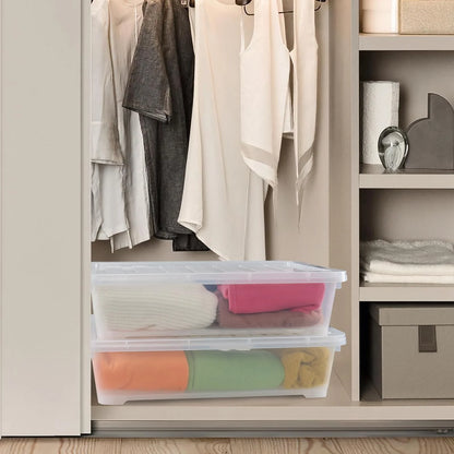 StacPro Under-Bed Rolling Storage Box — 35L | Slim Design, Secure Locking Lid, Smooth Wheels | Clear, Dustproof