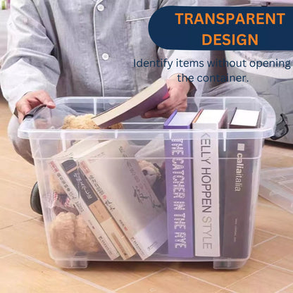 Rolling Storage Box with Lid and Wheels- Large, 52 LITRE