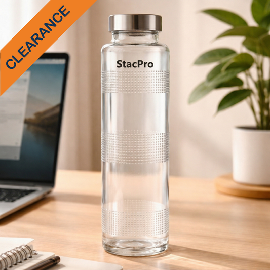 StacPro Glass Water Bottle — Texture, 750ml | BPA-Free, Leakproof | Sports & Office Hydration Bottle